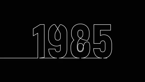 1985 year continuous single one line art drawing animation numbers video Video stock 313389984