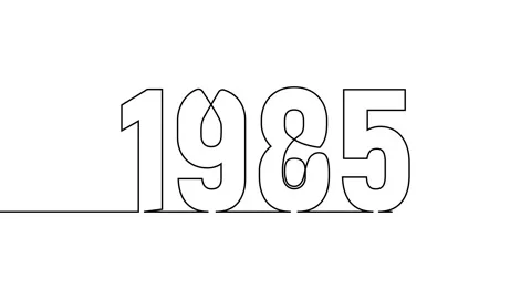 1985 year continuous single one line art drawing animation numbers video 動画素材 313389987