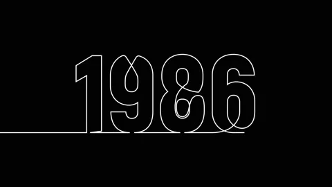 1986 year continuous single one line art drawing animation numbers video 스톡 동영상 313389992