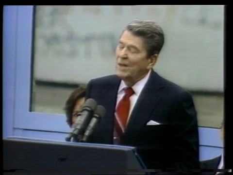 1987 BRANDENBURG GATE BERLIN WALL: Reagan "Tear Down This Wall" Stock Footage 77983399