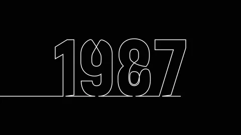 1987 year continuous single one line art drawing animation numbers video Stock-Footage 313389990