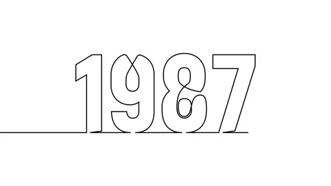 1987 year continuous single one line art drawing animation numbers video Stock-Footage 313389991