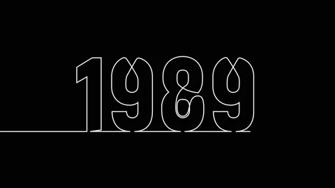 1989 year continuous single one line art drawing animation numbers video Stock Footage 313389999