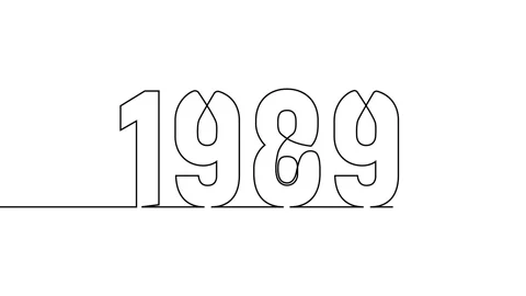 1989 year continuous single one line art drawing animation numbers video 스톡 동영상 313390001