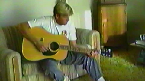 1990 Archival VHS Young Man Playing Guitar Stock Footage 172001319