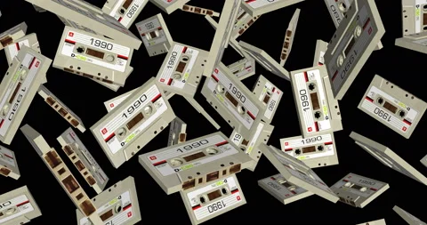 1990 Cassette Tape falling slow motion Stock Footage 236799223