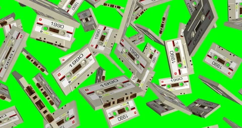1990 Cassette Tape falling slow motion Stock Footage 236799281