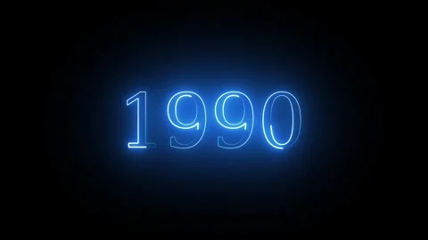 1990 neon line text. Abstract 1990 neon text animation, Glowing neon number.. Stockbeeldmateriaal 337831515
