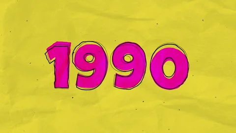 1990 Retro Stop Motion Collage Kinetic Typography Animation Vídeos de archivo 343734924