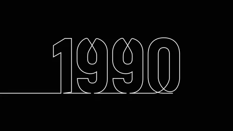 1990 year continuous single one line art drawing animation numbers video 스톡 동영상 313390005