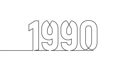 1990 year continuous single one line art drawing animation numbers video Stock Footage 313390018