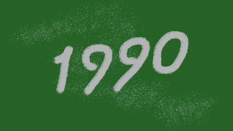 1990 year overlays appearing on green sc... | Stock Video | Pond5