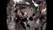1990S: Astronaut Catches Objects In Space. Astronauts Do Neurovestibular Tests Stock Footage