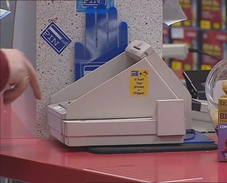 1990s electronic payment device + pincode verification Stock Footage 47021543