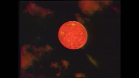 1990s: Flames and cosmic rays pulse from computer animation of binary star. Video stock 146671876