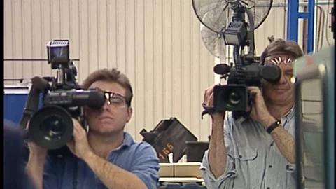1990's News Camera Operators / Media Crew / Press Photographer Stock Footage 113783549
