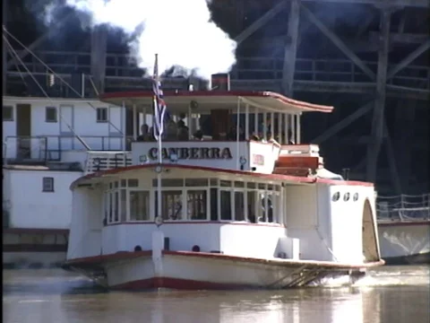 1990s Paddle Boat Shots, Echuca, Murray River Stock Footage 79194393