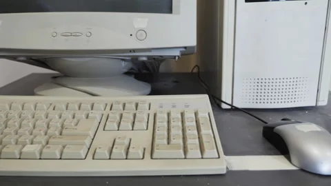 1990S Technology. Old Dusty Desktop Computer In The Room Stock Footage 257958620