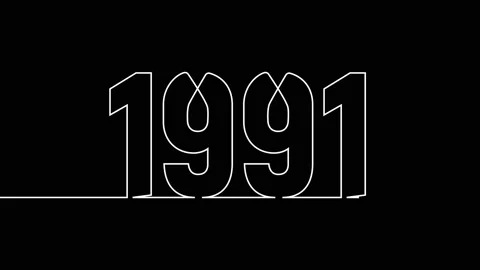 1991 year continuous single one line art drawing animation numbers video Stock-Footage 313390012