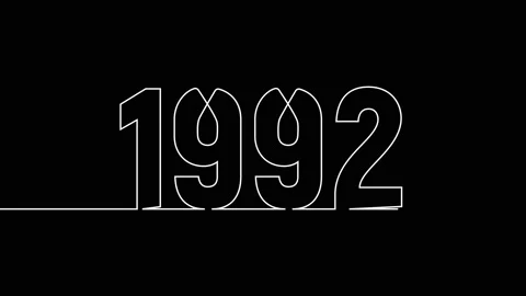 1992 year continuous single one line art drawing animation numbers video Stock Footage 313390020