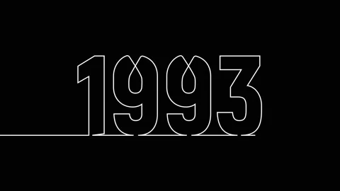 1993 year continuous single one line art drawing animation numbers video Video stock 313389951