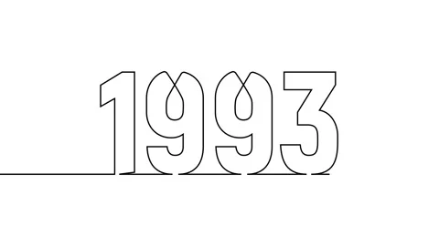 1993 year continuous single one line art drawing animation numbers video Video stock 313389952