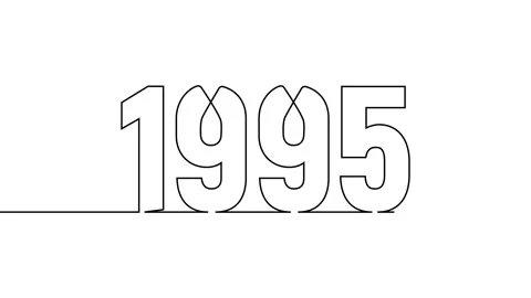 1995 year continuous single one line art drawing animation numbers video Stock Footage 313389950