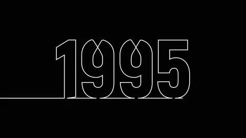 1995 year continuous single one line art drawing animation numbers video Stock Footage 313389956