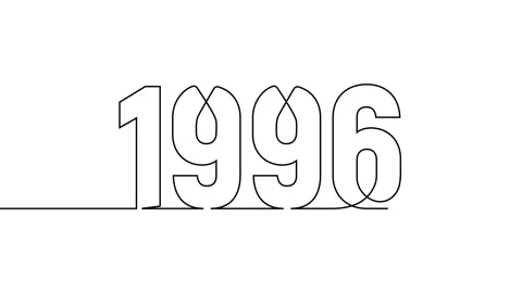 1996 year continuous single one line art drawing animation numbers video Video stock 313389955