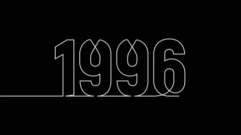 1996 year continuous single one line art drawing animation numbers video Video stock 313389959