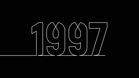 1997 year continuous single one line art drawing animation numbers video 库存影片 313389963