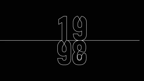 1998 year continuous line art clip self drawing animation on white black ba.. Stock Footage 314507833