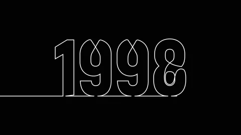 1998 year continuous single one line art drawing animation numbers video Stock Footage 313389961