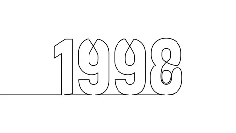 1998 year continuous single one line art drawing animation numbers video Stock Footage 313389962