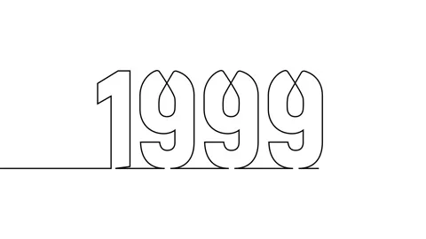 1999 year continuous single one line art drawing animation numbers video Stock Footage 313389966