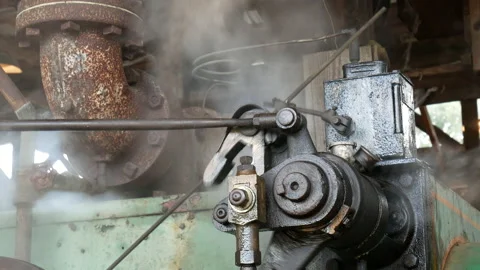 19th century Steam-driven, steam powered machine at work Stock Footage 150114909