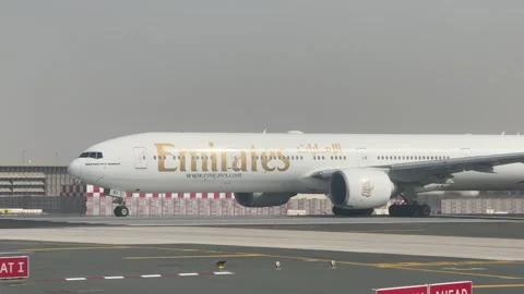 19th December 2025 - Dubai, UAE. Emirates Airlines Taxing to runway. 스톡 동영상 332553950
