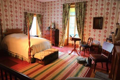 19th xix century upper class restored historic heritage house second bedroom Stock Photos