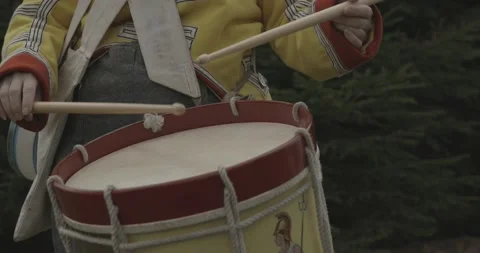 19thC British Army Drum Call #2 Stock Footage 157730934