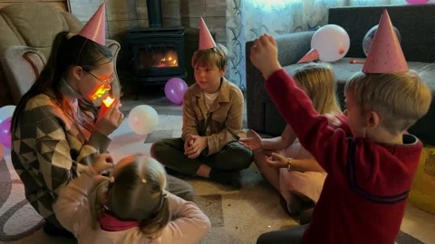 1A festive birthday backdrop featuring party Stock Footage 293585073