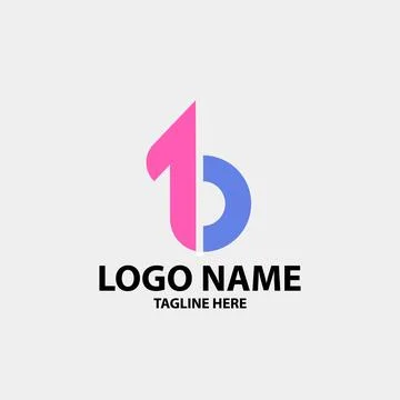 1b negative space logo design vector Illustrazione stock