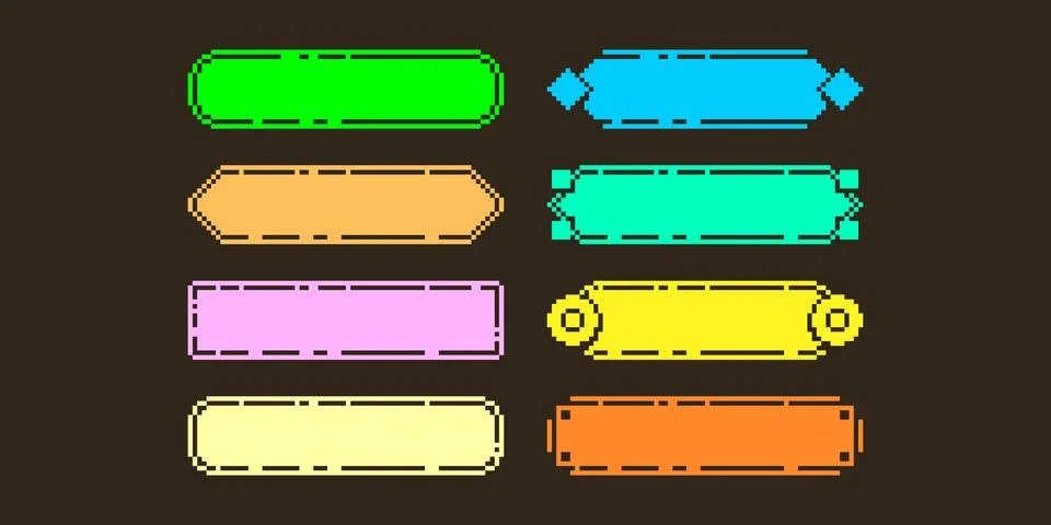1bit empty game user horizontal multicolored interface frames Stock Illustration