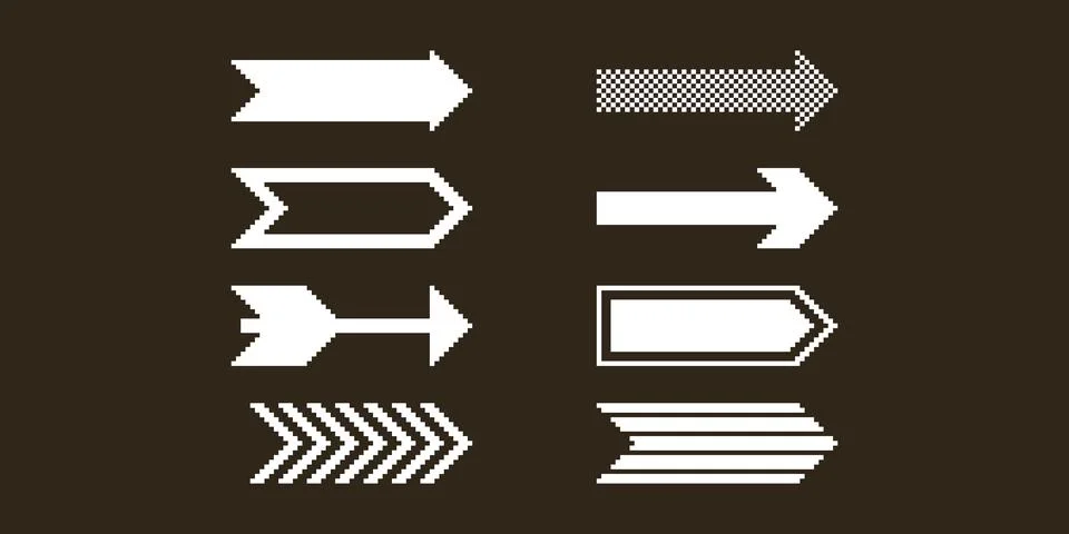 1bit pixel art set of different arrows Stock-Illustration