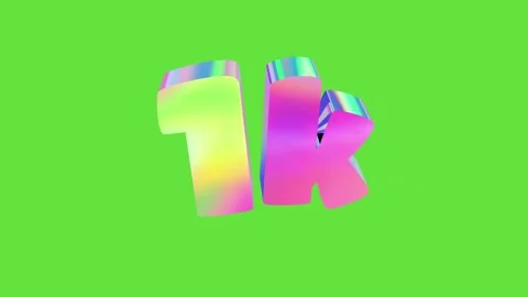 1K subscribers 3D animation on green screen. Stock Footage 237024525