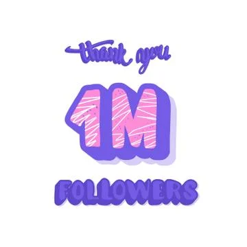 1m followers post. 1000000 subscribers. Social media banner. Vector color ill Stock Illustration