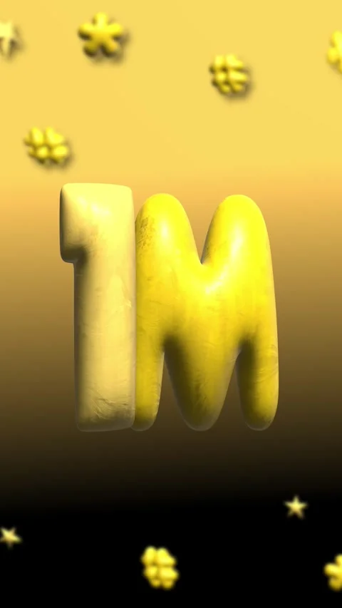 1m one million 3d numbers text animation with yellow backdrop vertical Stock Footage 306655239