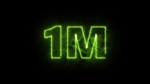 1M, One million Glowing text animation effect in 4k animated video Video stock 347223923