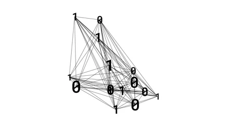 1s and 0s Decentralized Network Stock Footage 130955868