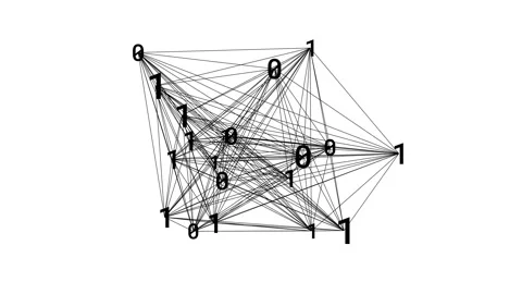 1s and 0s Decentralized Network Stock Footage 130955961
