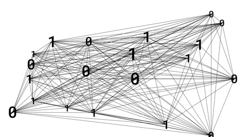 1s and 0s Decentralized Network Stock Footage 130955983